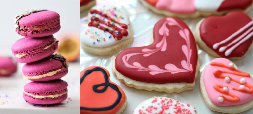 French Macarons with Passion Fruit Mascarpone and Valentine’s Cutout Cookies
