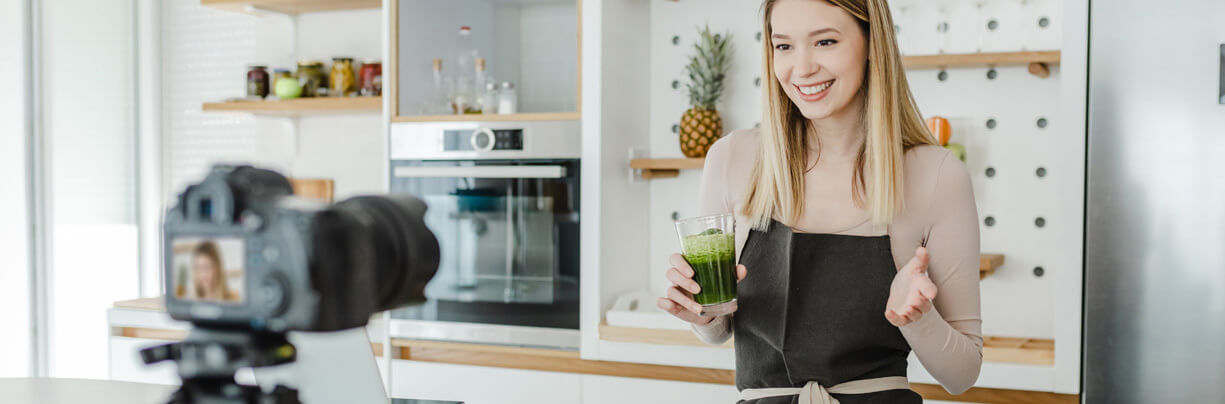 Creating a video for her food blog and social channels.