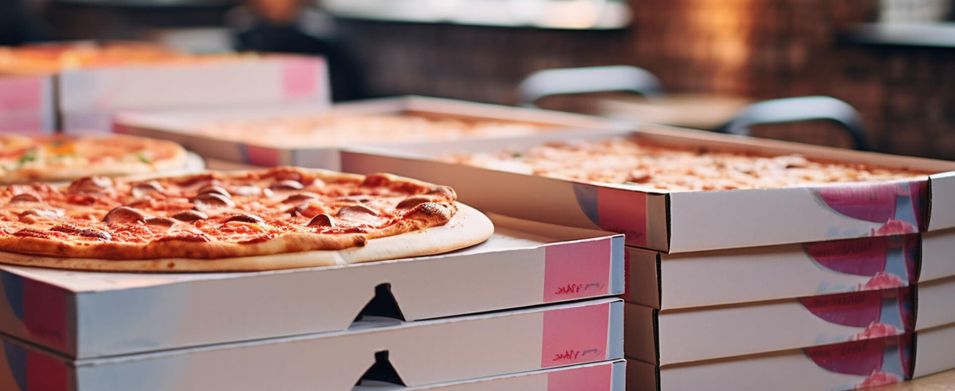 Grouping of pizza delivery boxes