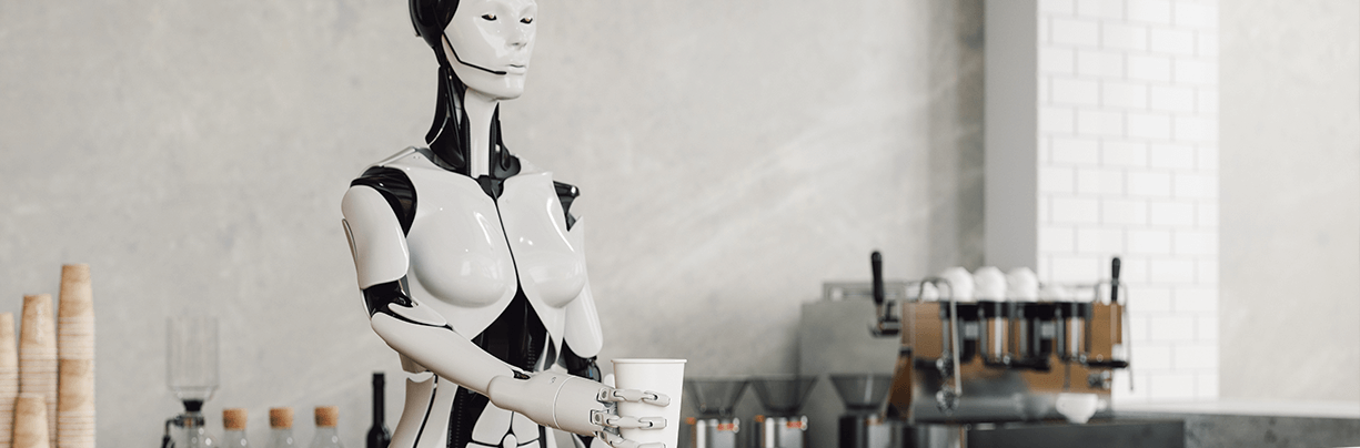 Robot serving drinks in a coffee shop
