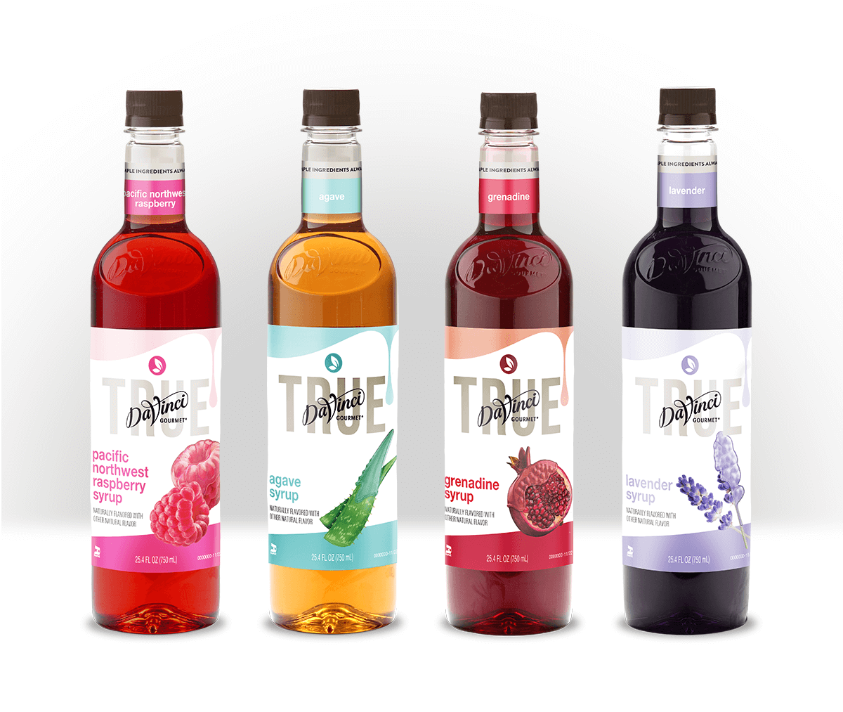 DaVinci Gourmet natural products bottles packaging design.