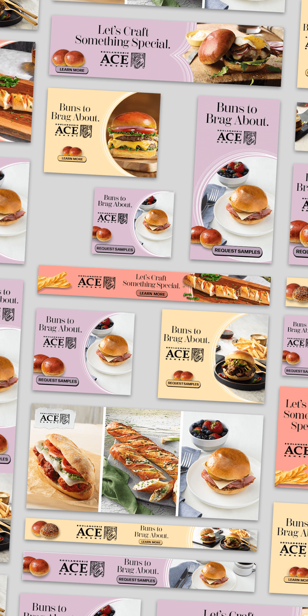 Multiple digital ads for ACE Bakery of FGF Foodservice.
