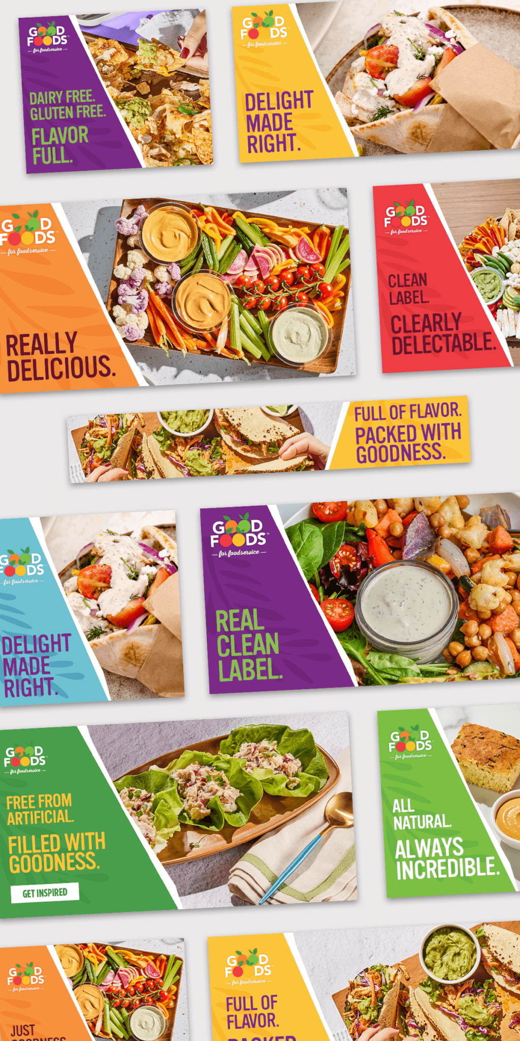 A collection of digital ads for Good Foods Foodservice.