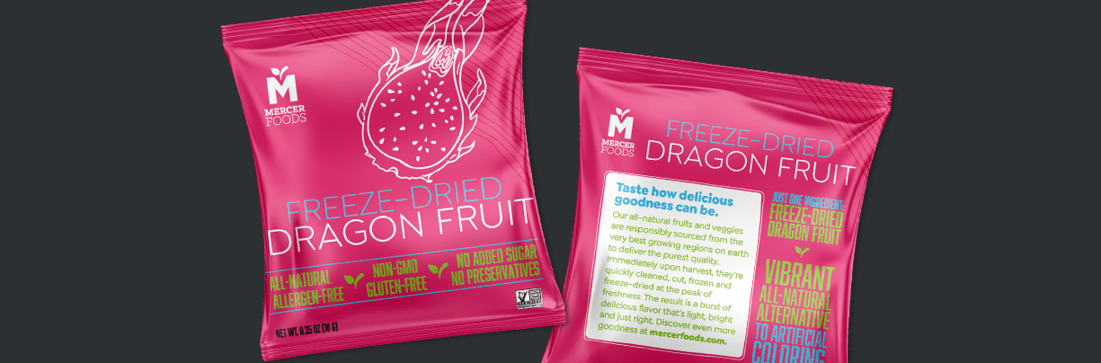 Dragon Fruit Freeze-Dried packaging designs align with brand standards to ensure consistency in message and a cohesive brand appearance.