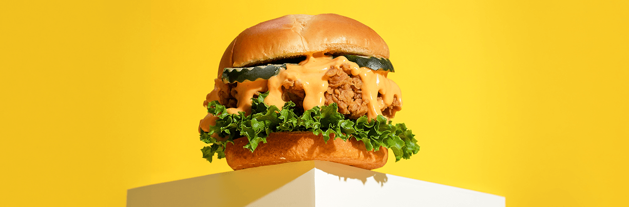 Chicken sandwich on a pedestal